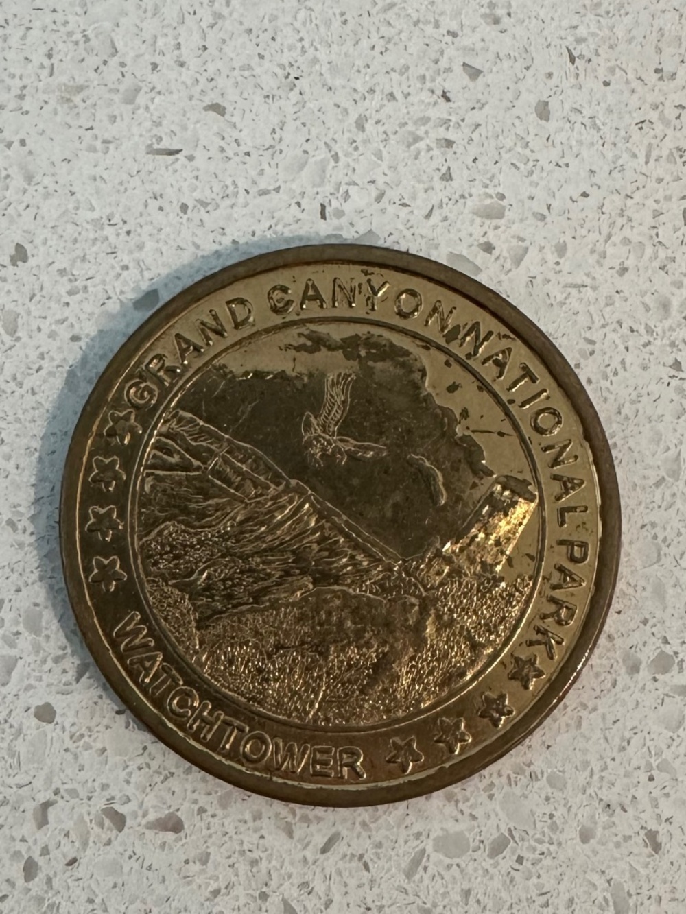 Gold Colored Medallion Coin From The Grand Canyon National Park, Watchtower